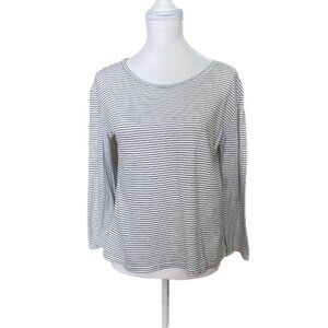 VINCE. Black & White Light Weight Striped Cotton Nautical Crew Neck Top Sm